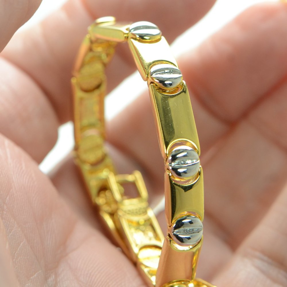 Joan Rivers Polished Two-tone Nail Head Link Bracelet 7-1/4" L